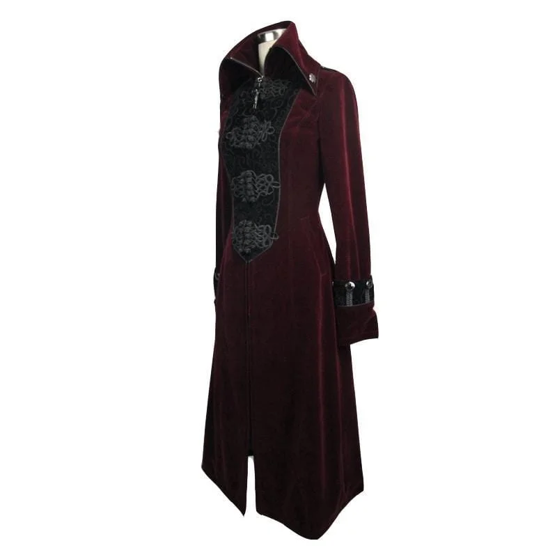 Women's Goth Princess Cut Coat With Elaborate Frog Closure