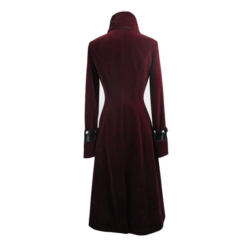 Women's Goth Princess Cut Coat With Elaborate Frog Closure