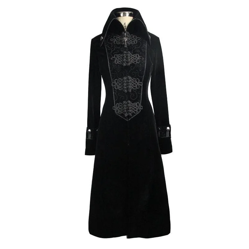 Women's Goth Princess Cut Coat With Elaborate Frog Closure