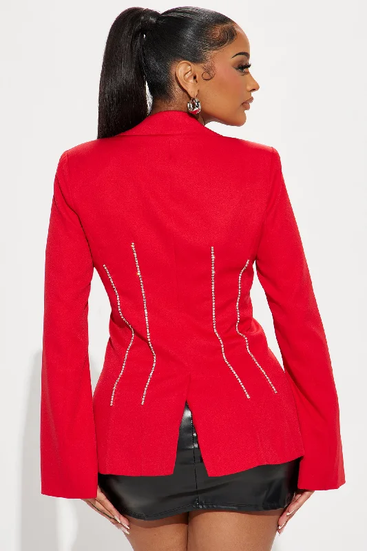 Have The Edge Rhinestone Blazer - Red