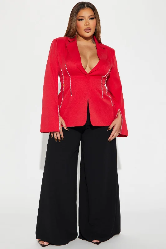 Have The Edge Rhinestone Blazer - Red