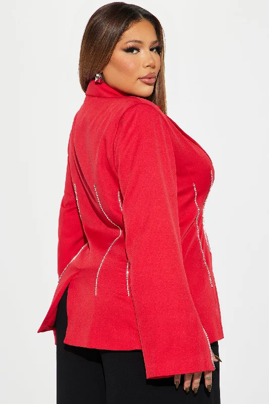 Have The Edge Rhinestone Blazer - Red