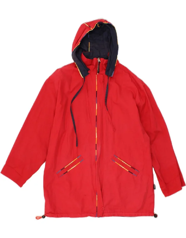 HIMALAYA Womens Oversized Hooded Reversible Jacket UK 14 Medium Red Cotton