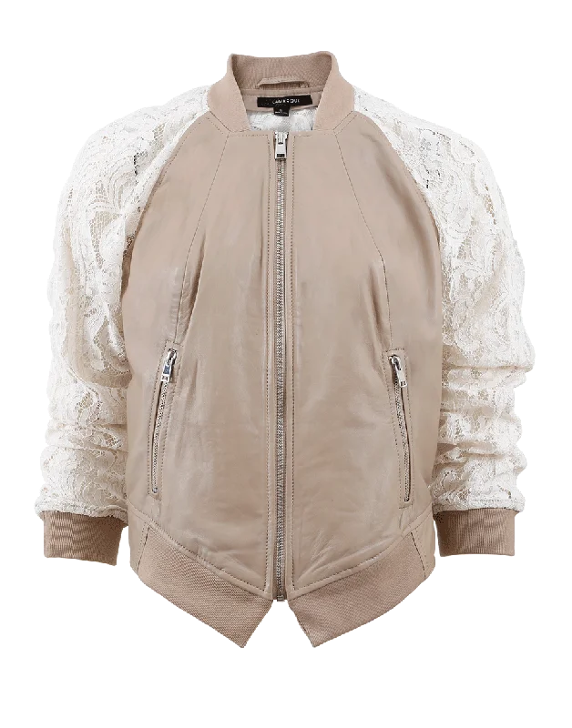 Lace Sleeve Bomber Jacket