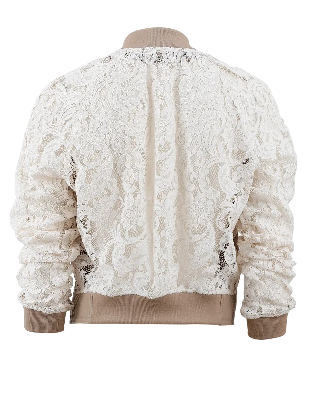 Lace Sleeve Bomber Jacket