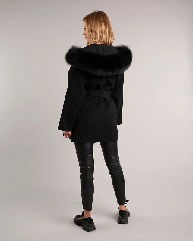 Megan Short Wrap Belt Coat Black