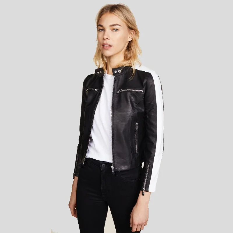 Michel Black Racer Leather Jackets