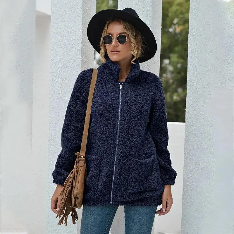 New Autumn And Winter Zipper Warm Sweater Outer Wear Women