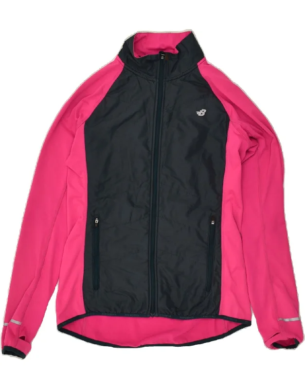 NEW BALANCE Womens Tracksuit Top Jacket UK 14 Medium Pink Colourblock