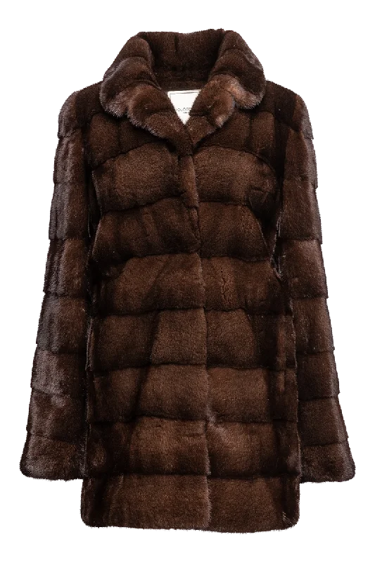 Fitted Horizontal Mahogany Mink Fur Jacket