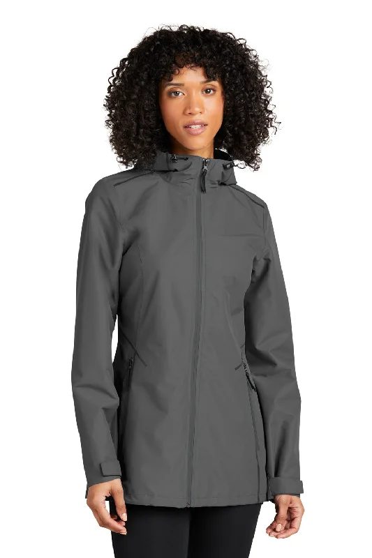 Port Authority Womens Collective Tech Waterproof Full Zip Outer Shell Hooded Jacket - Graphite Grey