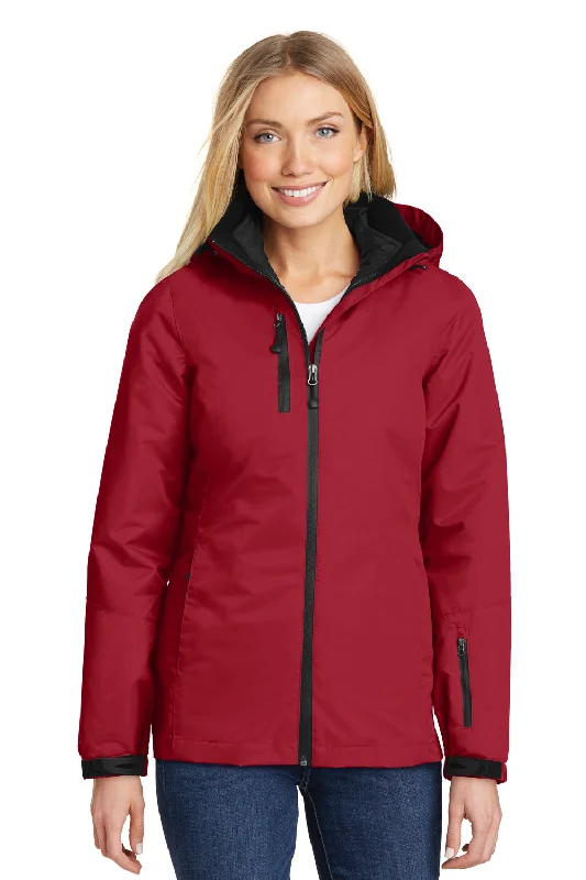 Port Authority Womens Vortex 3-in-1 Waterproof Full Zip Hooded Jacket - Rich Red/Black