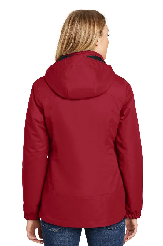 Port Authority Womens Vortex 3-in-1 Waterproof Full Zip Hooded Jacket - Rich Red/Black