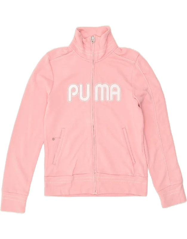 PUMA Womens Graphic Tracksuit Top Jacket UK 8 Small Pink Cotton