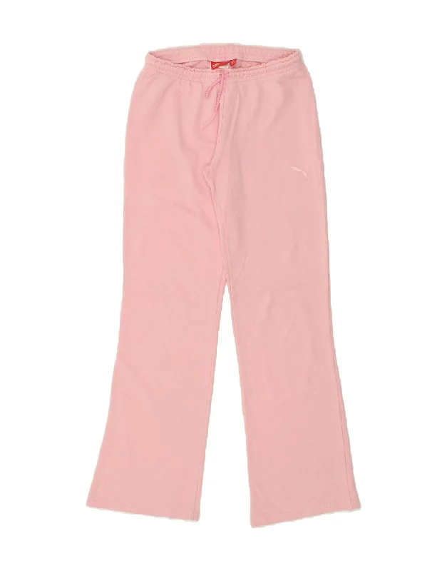 PUMA Womens Tracksuit Trousers UK 14 Medium Pink Cotton