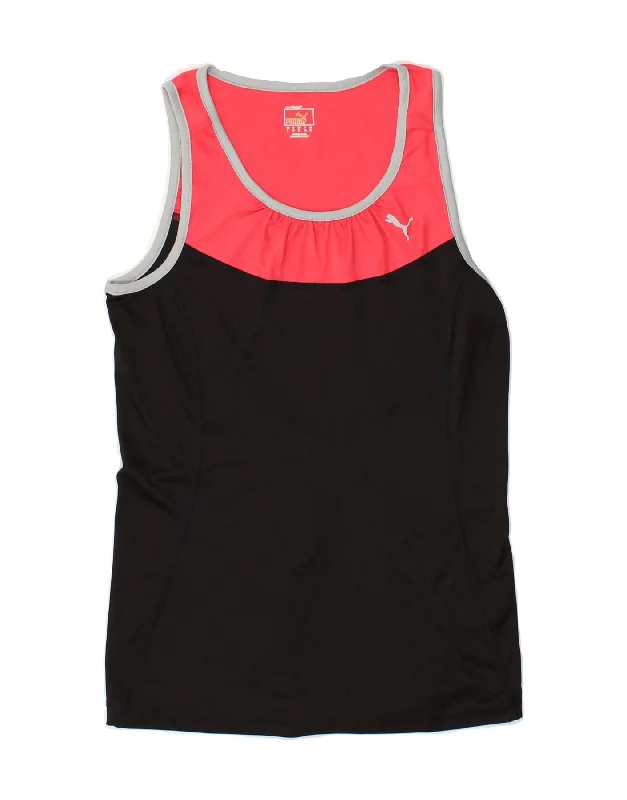 PUMA Womens Vest Top UK 14 Medium Black Colourblock Polyester