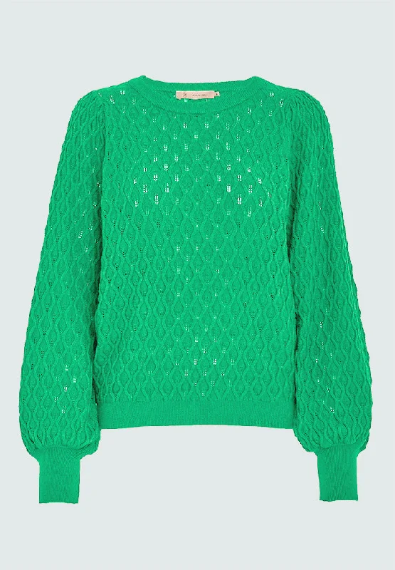 Rosalia Puff Sleeve Knit Pullover - Gumdrop Green