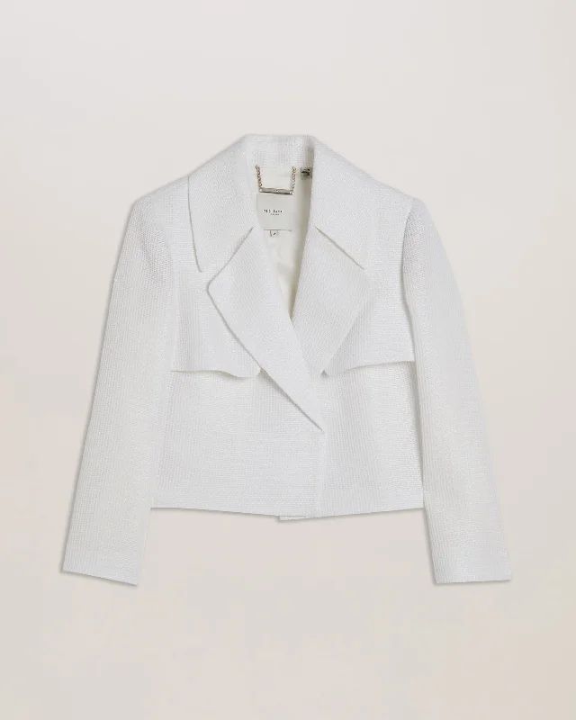 Shiroi Cropped Woven Tailored Jacket White