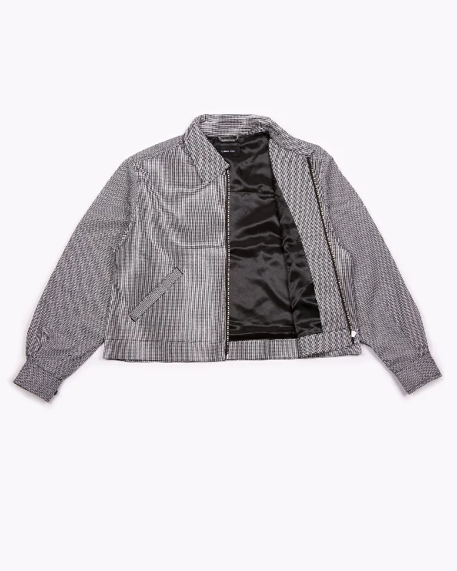 Crop Harrington Jacket - Houndstooth