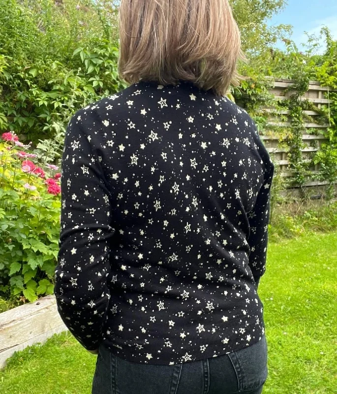 Black Starry Crew Neck Cardigan