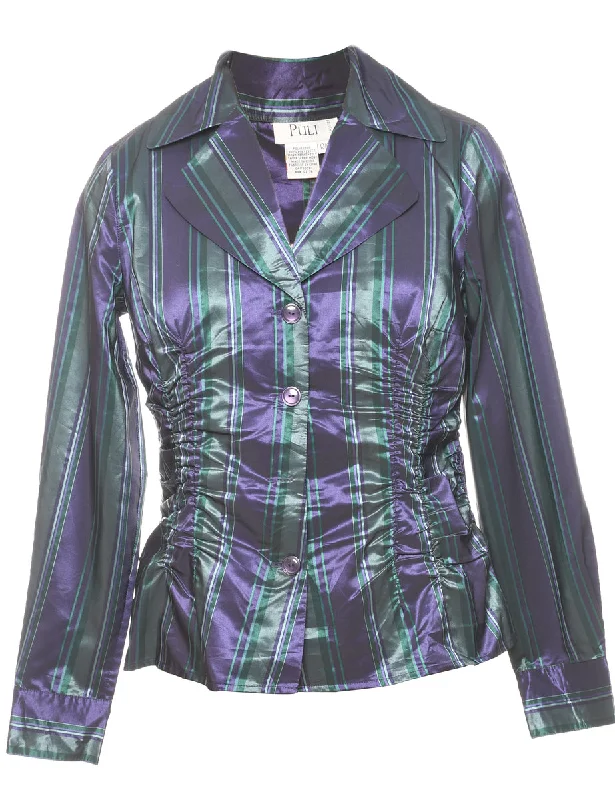 Striped Purple & Green Metallic Evening Jacket - M