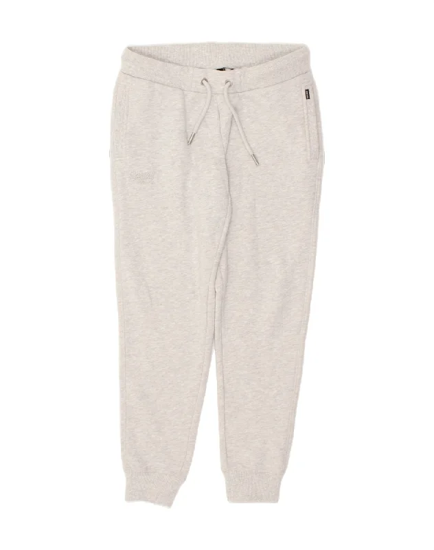 SUPERDRY Womens Tracksuit Trousers Joggers UK 14 Large Grey Cotton