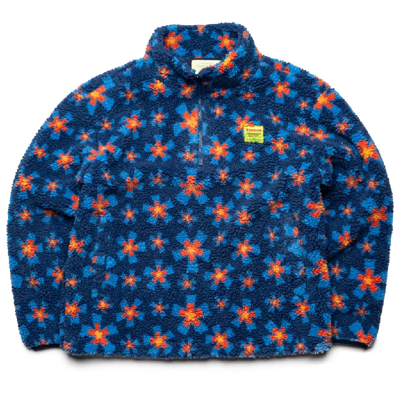 Supervsn Stardust Sherpa Print Qtr Zip Pullover - Blue