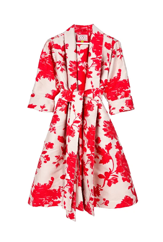 Belted Swing Coat - Run for the Roses Brocade