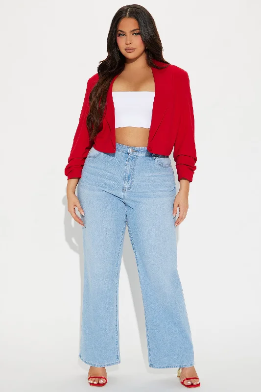 Taking Care Of Business Cropped Blazer - Red