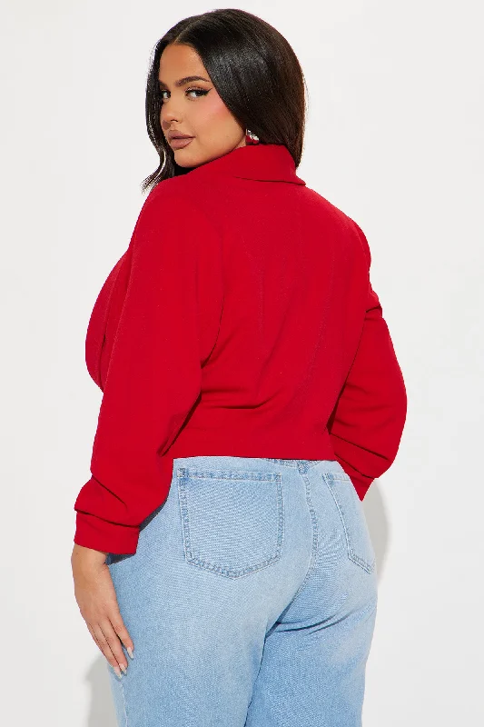 Taking Care Of Business Cropped Blazer - Red