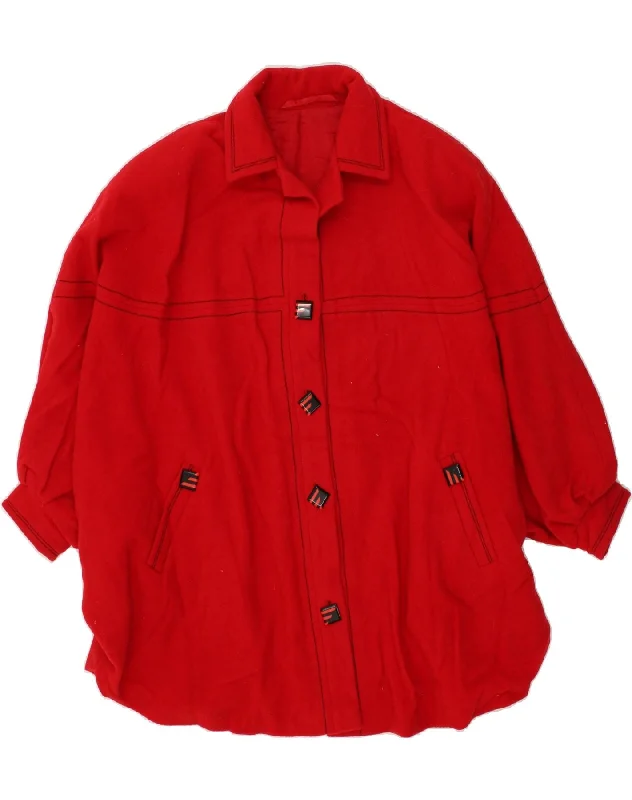 VINTAGE Womens Overcoat UK 20 2XL Red