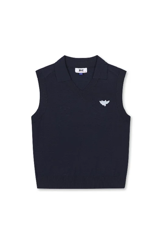 Women's ATHLETIC Deep V-neck Knit Vest Navy