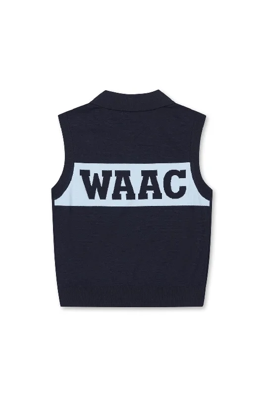 Women's ATHLETIC Deep V-neck Knit Vest Navy