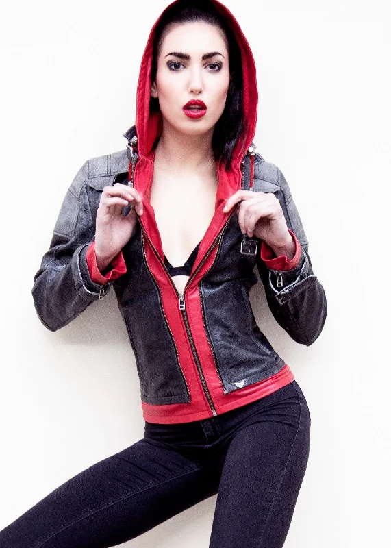 Women's Arkham Knight Jason Todd Red Hood Leather Jacket