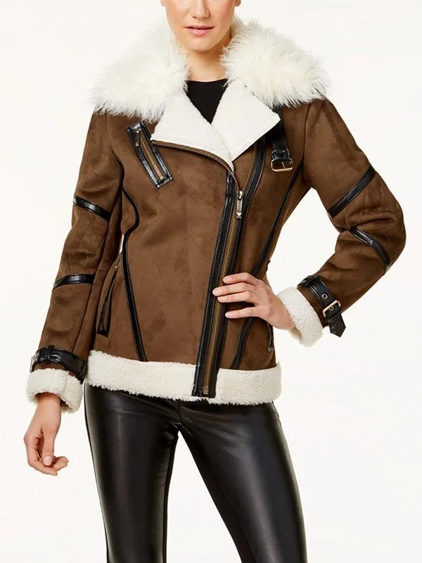 Women’s Asymmetrical Shearling Leather Jacket