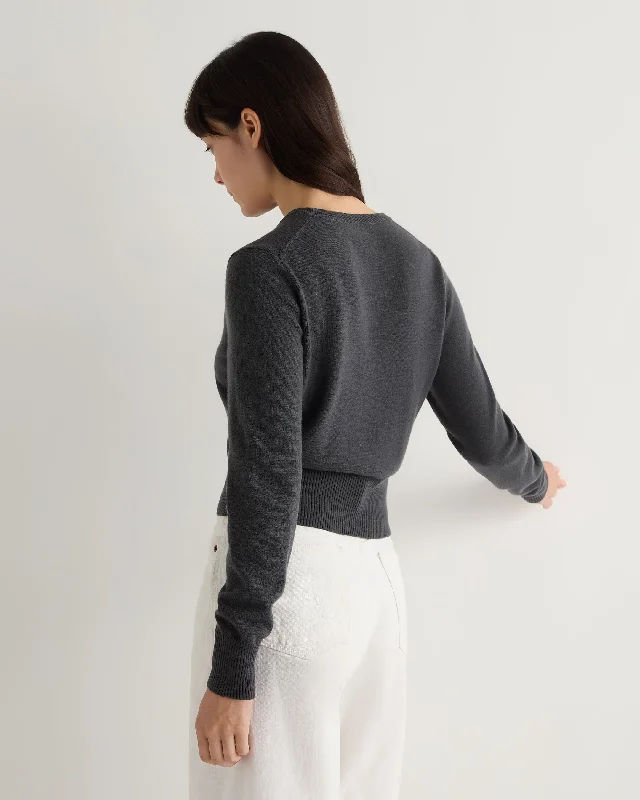 Women's Ivy Cropped Cashmere Cardigan Anthracite Grey