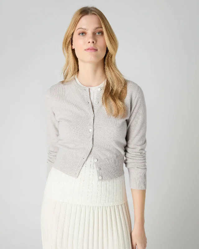 Women's Ivy Cropped Cashmere Cardigan Pebble Grey