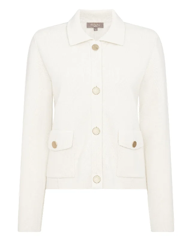 Women's Collared Milano Cashmere Jacket New Ivory White