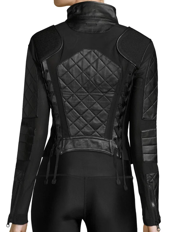 Womens Quilted Leather Moto Jacket