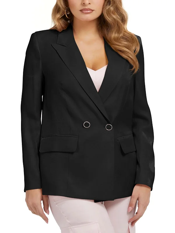 Womens Solid Viscose One-Button Blazer