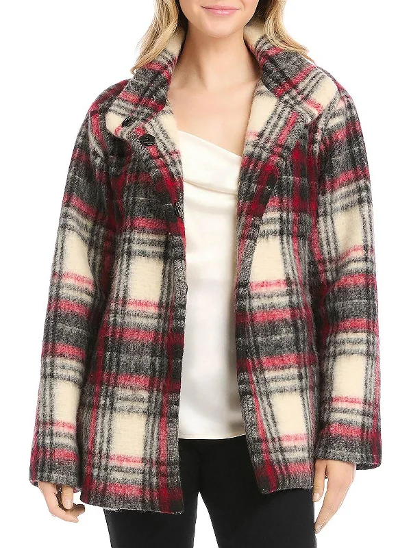 Womens Wool Blend Plaid Shirt Jacket