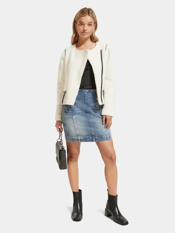 Wool blend biker jacket