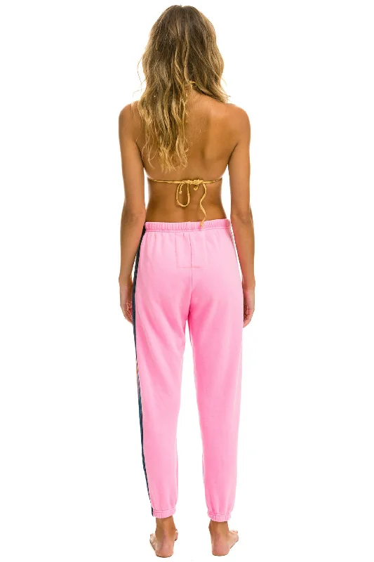 5 Stripe Womens Sweatpant Neon Pink