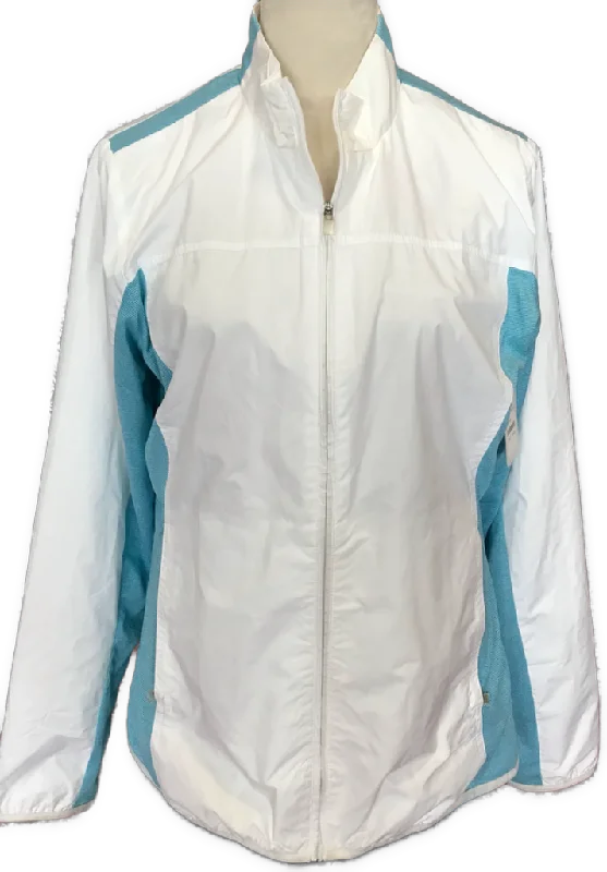 Adidas Women's Climaproof White & Blue Full-Zip Jacket Size L MSp$75