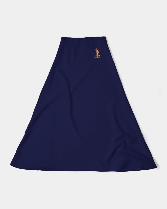 AKH Navy Blue Women's A-Line Midi Skirt