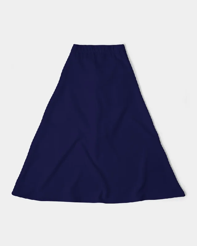 AKH Navy Blue Women's A-Line Midi Skirt