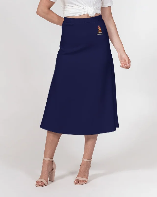 AKH Navy Blue Women's A-Line Midi Skirt