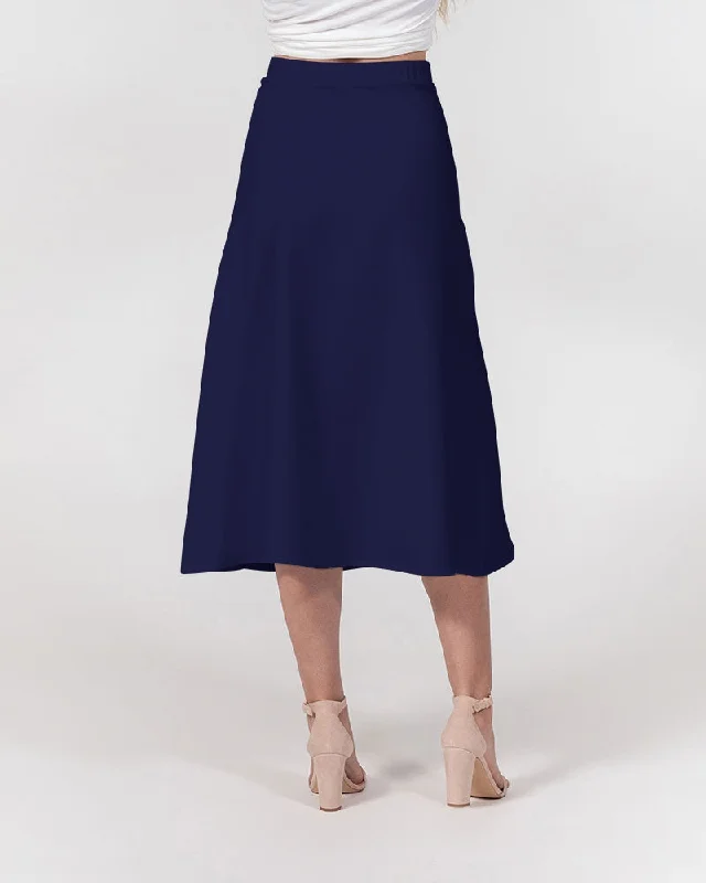 AKH Navy Blue Women's A-Line Midi Skirt