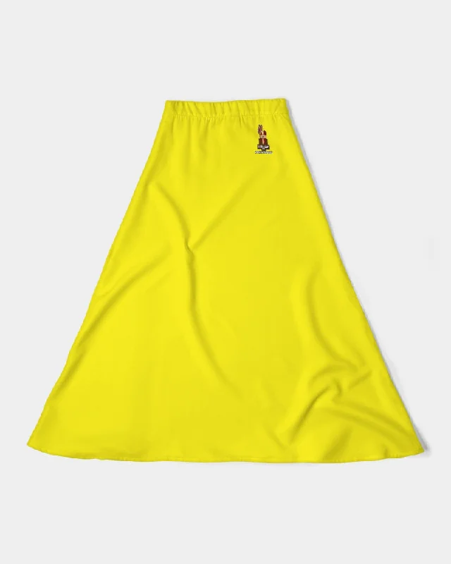 AKH Yellow Women's A-Line Midi Skirt