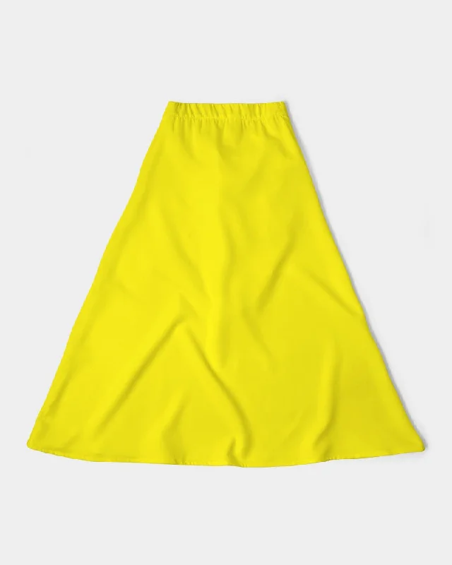 AKH Yellow Women's A-Line Midi Skirt